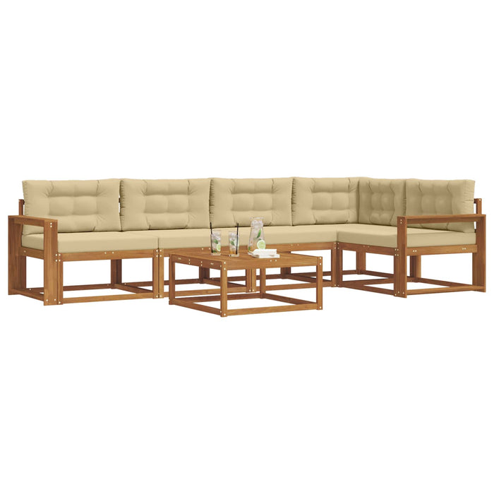 Set de canapele de exterior cu pernă 6 pcs Natural și Bej WALTI