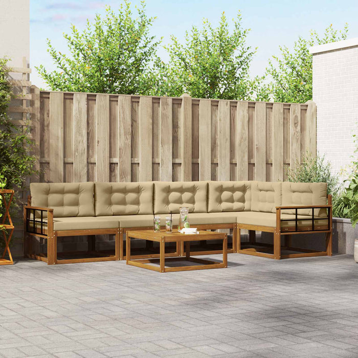 Set de canapele de exterior cu pernă 6 pcs Natural și Bej WALTI