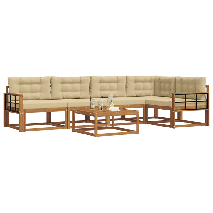 Set de canapele de exterior cu pernă 6 pcs Natural și Bej WALTI