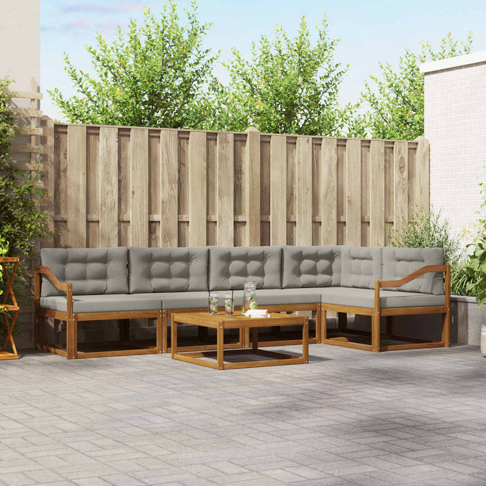 Set de canapele de exterior 6 pcs Natural și gri deschis WALTI