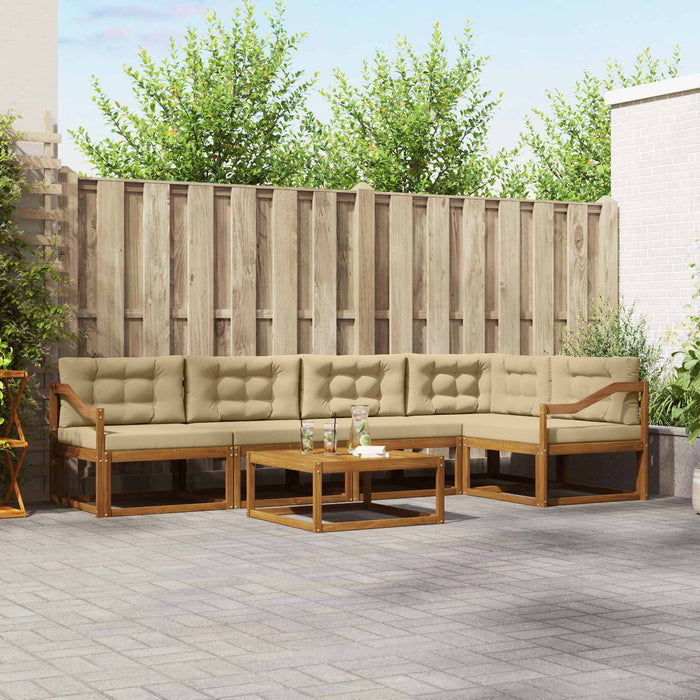 Set de canapele de exterior cu pernă 6 pcs Natural și Bej WALTI