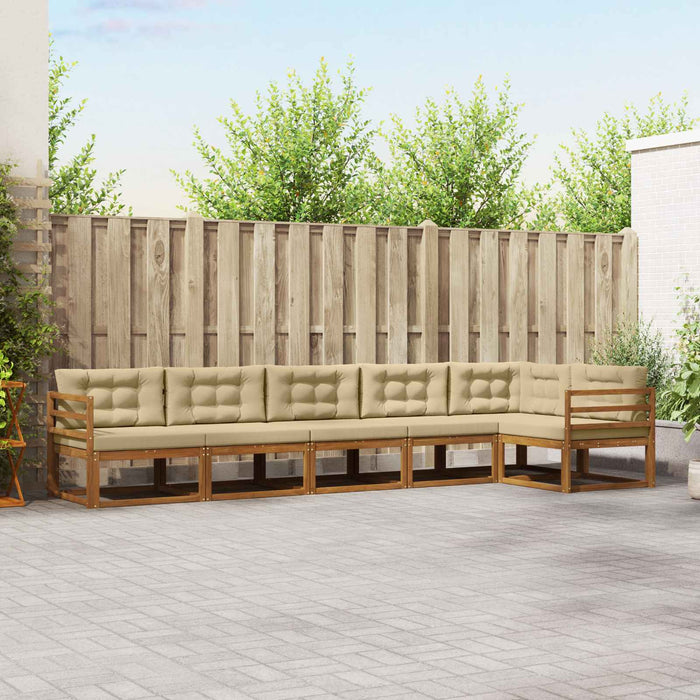 Set de canapele de exterior cu pernă 6 pcs Natural și Bej WALTI