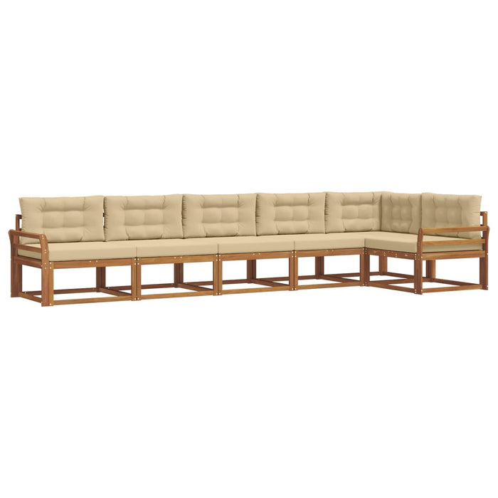 Set de canapele de exterior cu pernă 6 pcs Natural și Bej WALTI