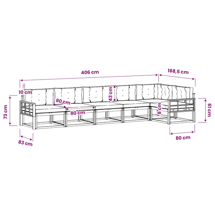 Set de canapele de exterior cu pernă 6 pcs Natural și Antracit WALTI
