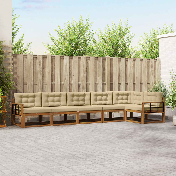 Set de canapele de exterior cu pernă 6 pcs Natural și Bej WALTI