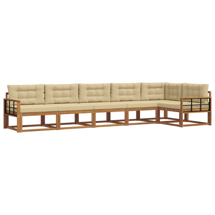 Set de canapele de exterior cu pernă 6 pcs Natural și Bej WALTI