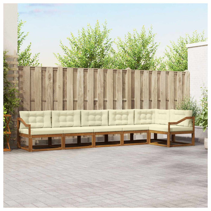 Set de canapele de exterior cu pernă 6 pcs Natural și Crem WALTI