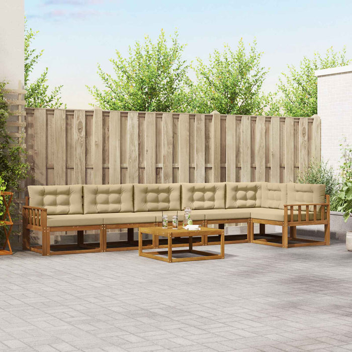 Set de canapele de exterior cu pernă 7 pcs Natural și Bej WALTI