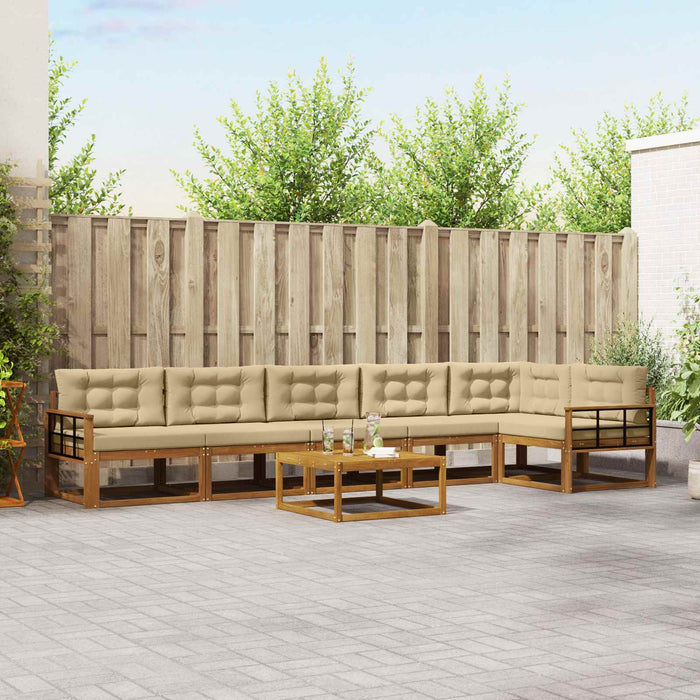 Set de canapele de exterior cu pernă 7 pcs Natural și Bej WALTI