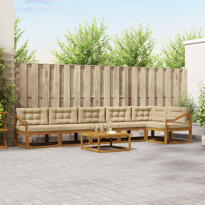 Set de canapele de exterior cu pernă 7 pcs Natural și Bej WALTI