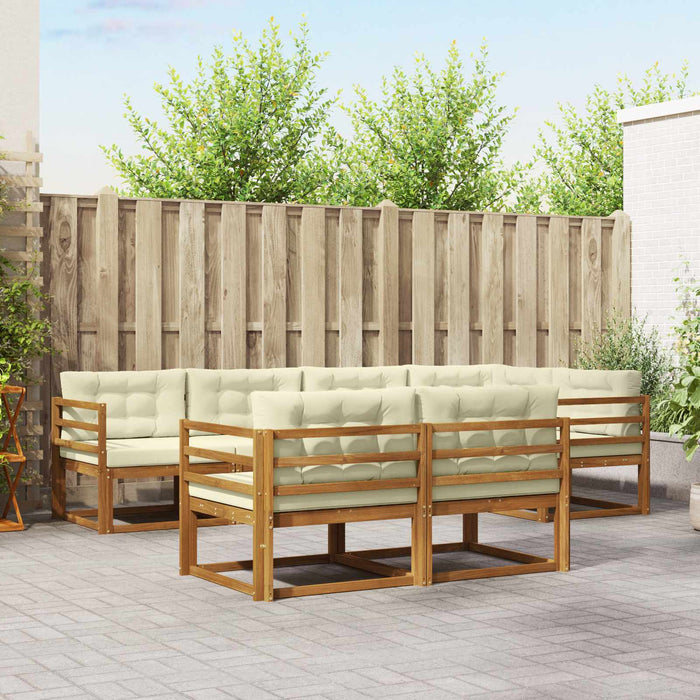 Set de canapele de exterior cu pernă 7 pcs Natural și Crem - WALTI WALTI
