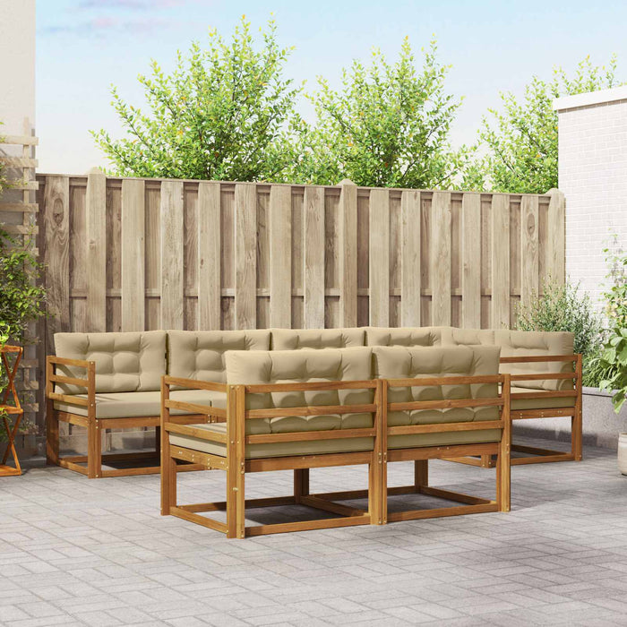 Set de canapele de exterior cu pernă 7 pcs Natural și Bej - WALTI WALTI