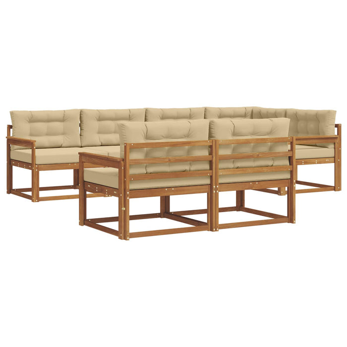 Set de canapele de exterior cu pernă 7 pcs Natural și Bej WALTI