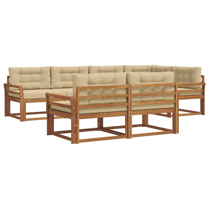 Set de canapele de exterior cu pernă 7 pcs Natural și Bej WALTI
