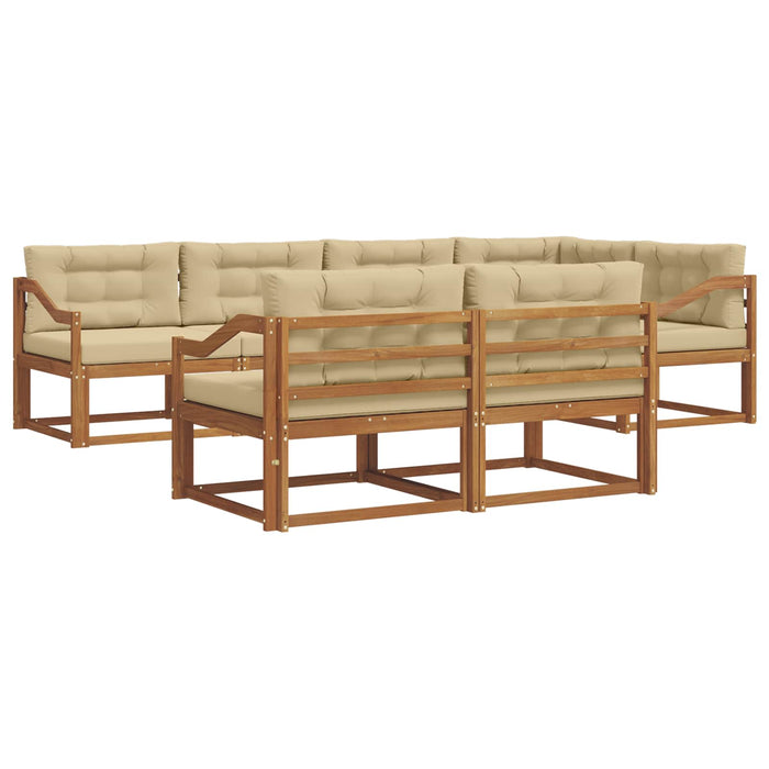 Set de canapele de exterior cu pernă 7 pcs Natural și Bej WALTI
