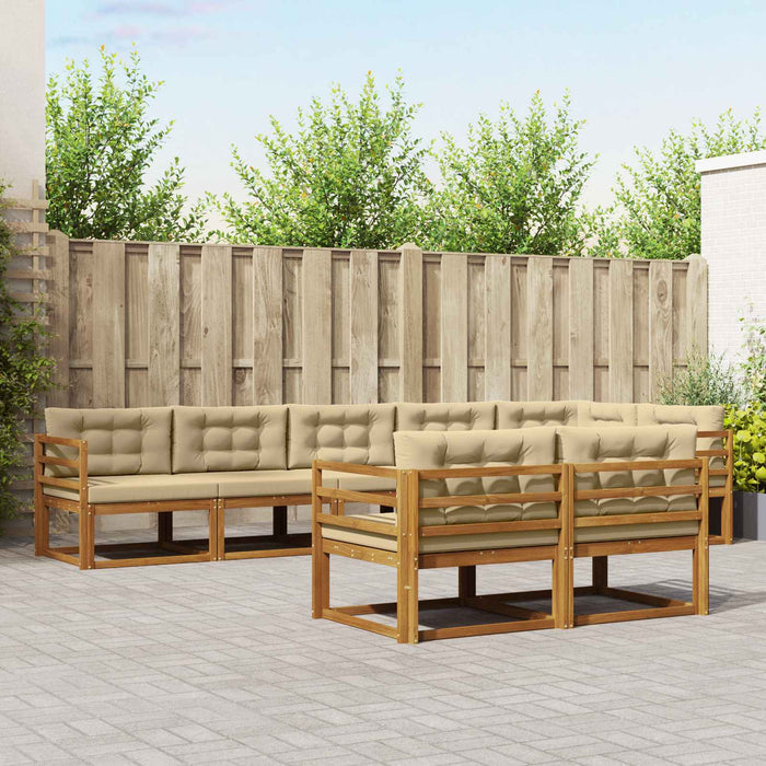 Set de canapele de exterior cu pernă 8 pcs Natural și Bej WALTI