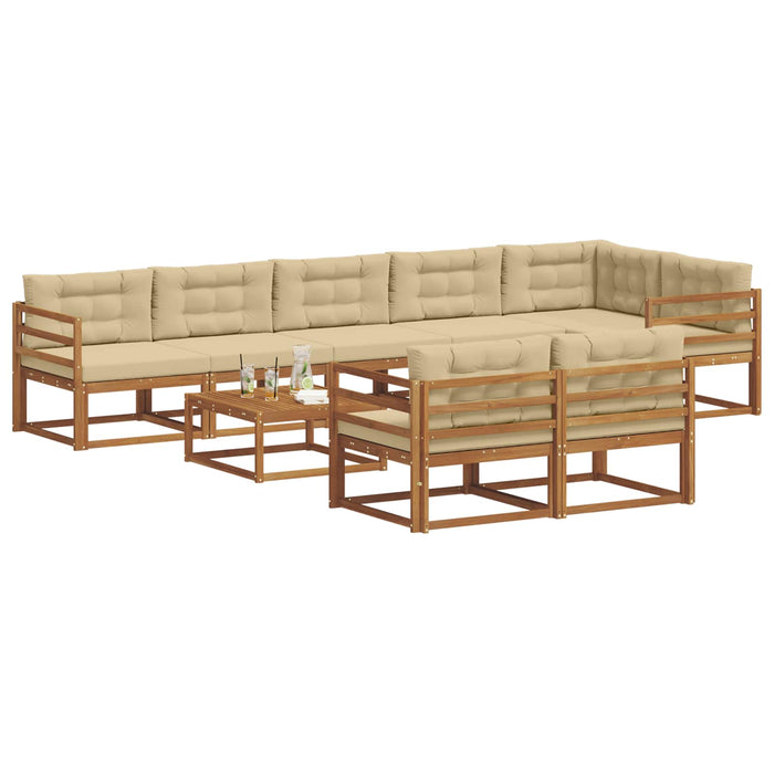 Set de canapele de exterior cu pernă 9 pcs Natural și Bej WALTI