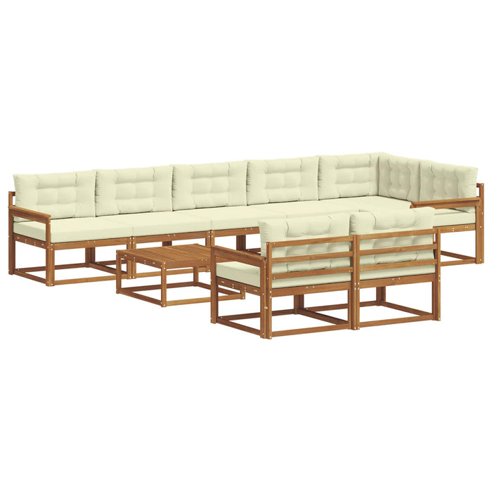 Set de canapele de exterior cu pernă 9 pcs Natural și Crem WALTI
