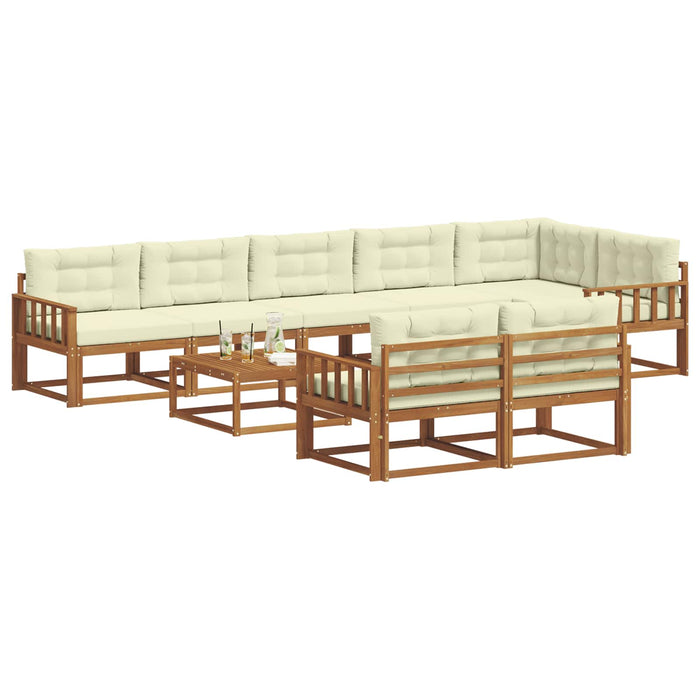 Set de canapele de exterior cu pernă 9 pcs Natural și Crem WALTI
