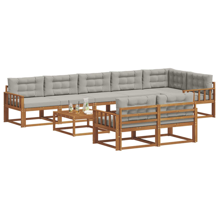 Set de canapele de exterior 9 pcs Natural și gri deschis WALTI