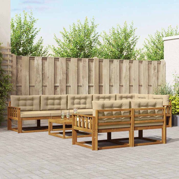 Set de canapele de exterior cu pernă 9 pcs Natural și Bej WALTI