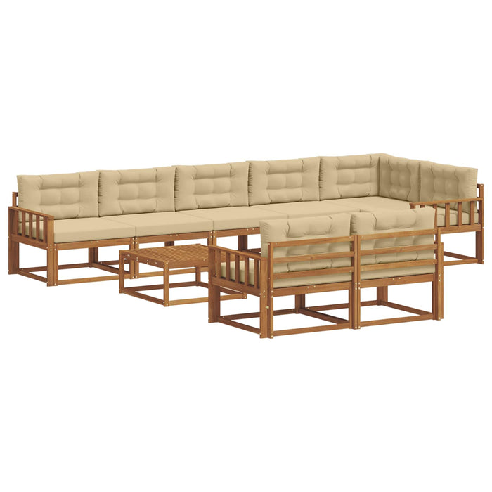 Set de canapele de exterior cu pernă 9 pcs Natural și Bej WALTI
