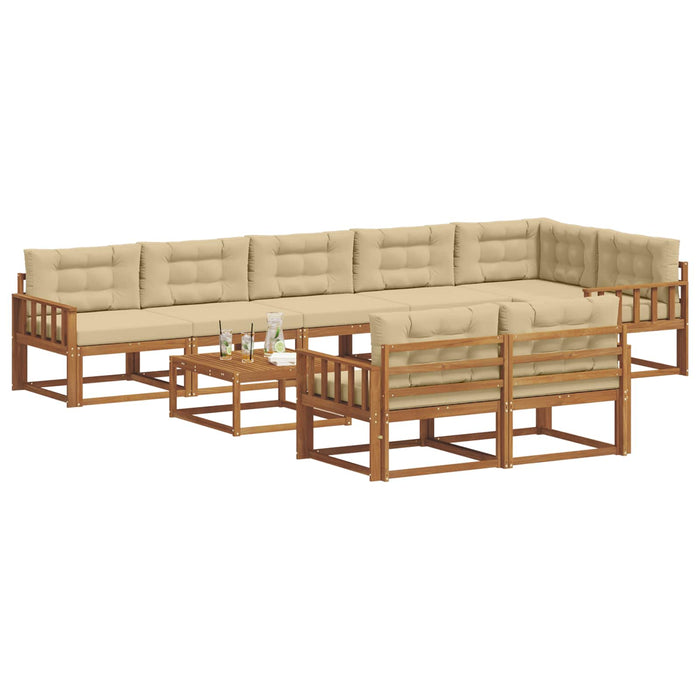 Set de canapele de exterior cu pernă 9 pcs Natural și Bej WALTI