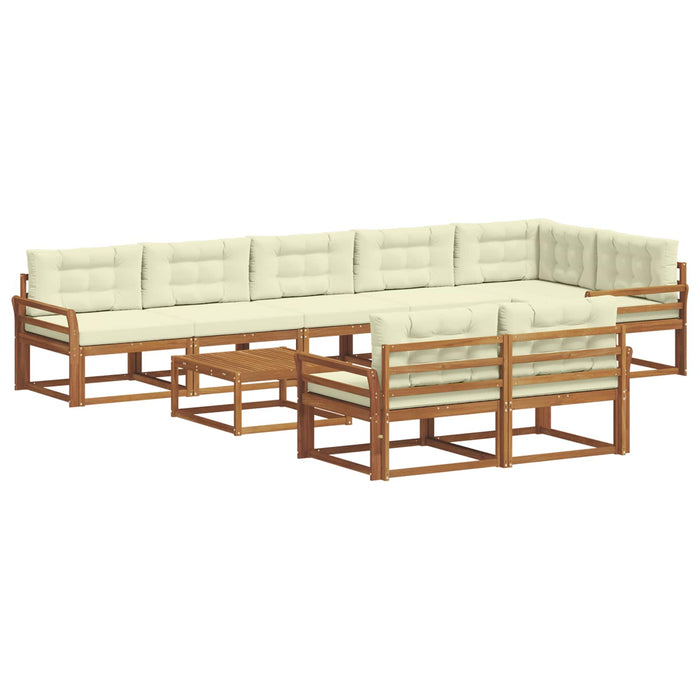 Set de canapele de exterior cu pernă 9 pcs Natural și Crem WALTI