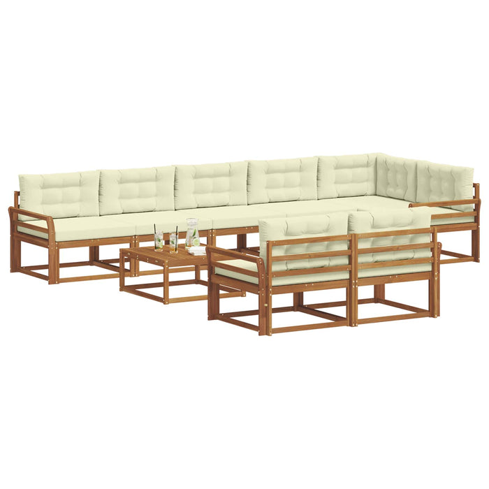 Set de canapele de exterior cu pernă 9 pcs Natural și Crem WALTI