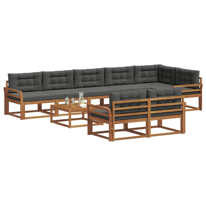 Set de canapele de exterior cu pernă 9 pcs Natural și Antracit WALTI