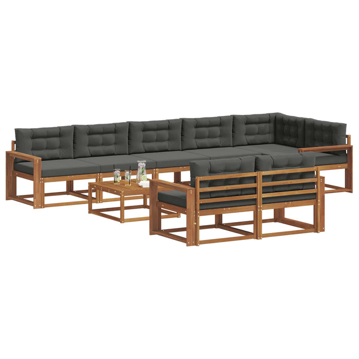 Set de canapele de exterior cu pernă 9 pcs Natural și Antracit WALTI