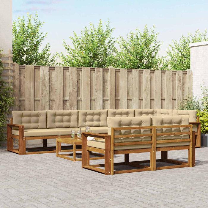 Set de canapele de exterior cu pernă 9 pcs Natural și Bej WALTI