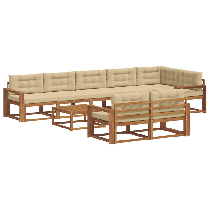 Set de canapele de exterior cu pernă 9 pcs Natural și Bej WALTI