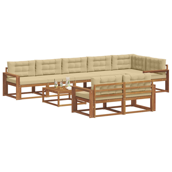 Set de canapele de exterior cu pernă 9 pcs Natural și Bej WALTI