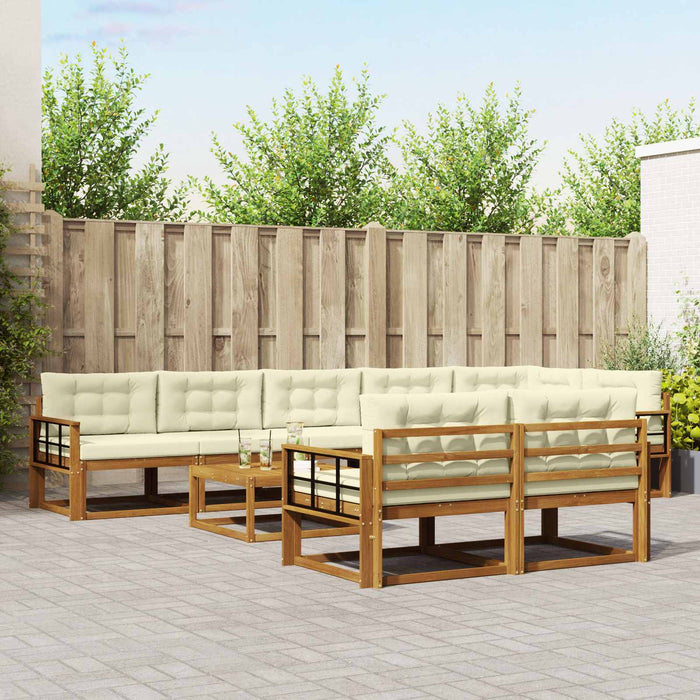 Set de canapele de exterior cu pernă 9 pcs Natural și Crem WALTI