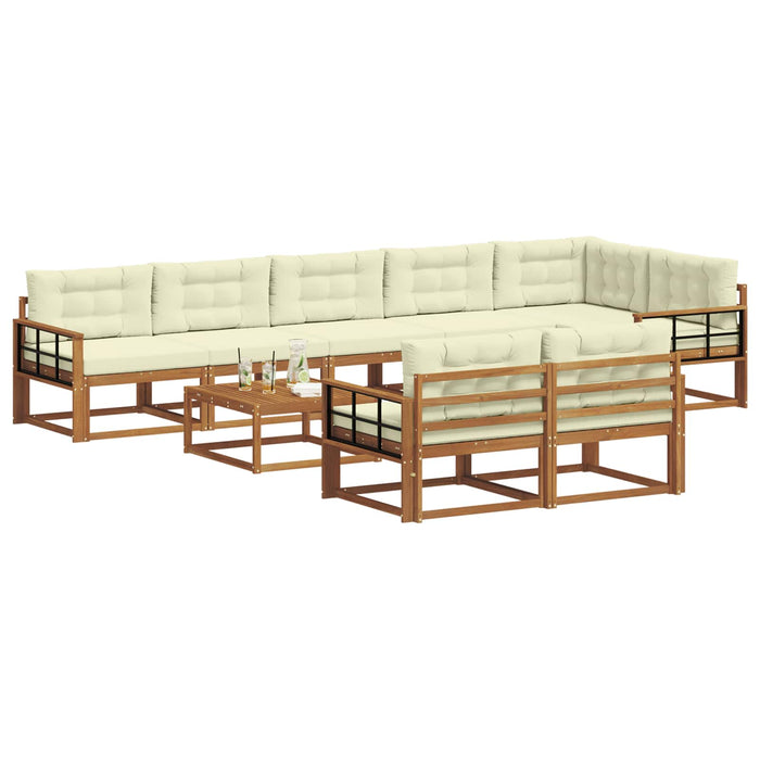 Set de canapele de exterior cu pernă 9 pcs Natural și Crem WALTI