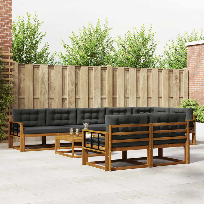 Set de canapele de exterior cu pernă 9 pcs Natural și Antracit WALTI