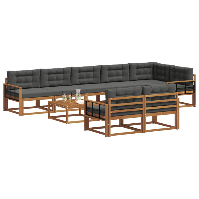 Set de canapele de exterior cu pernă 9 pcs Natural și Antracit WALTI