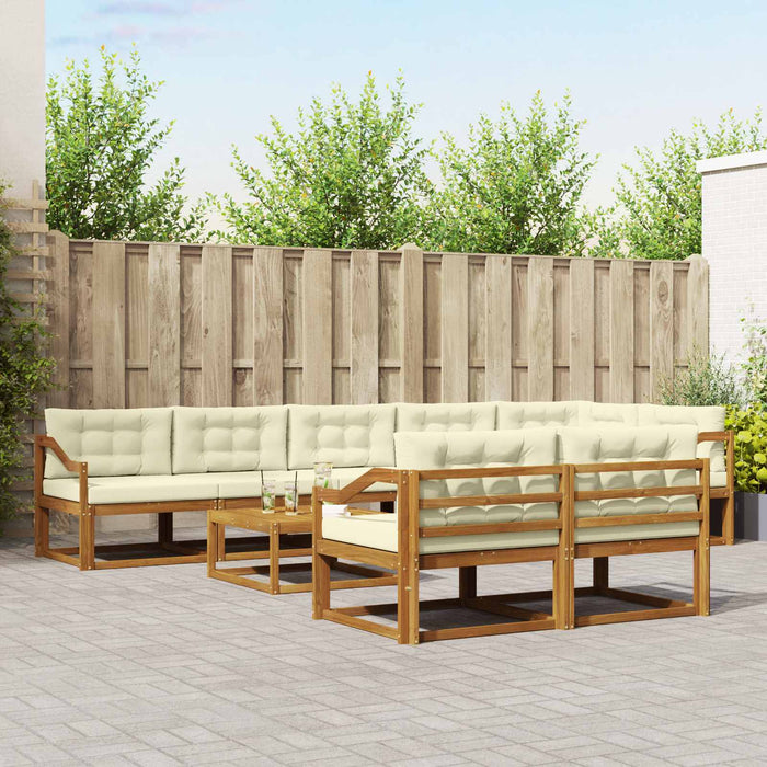 Set de canapele de exterior cu pernă 9 pcs Natural și Crem WALTI