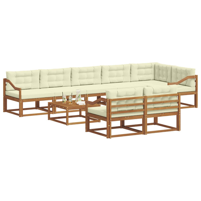 Set de canapele de exterior cu pernă 9 pcs Natural și Crem WALTI