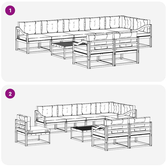 Set de canapele de exterior cu pernă 9 pcs Natural și Antracit WALTI