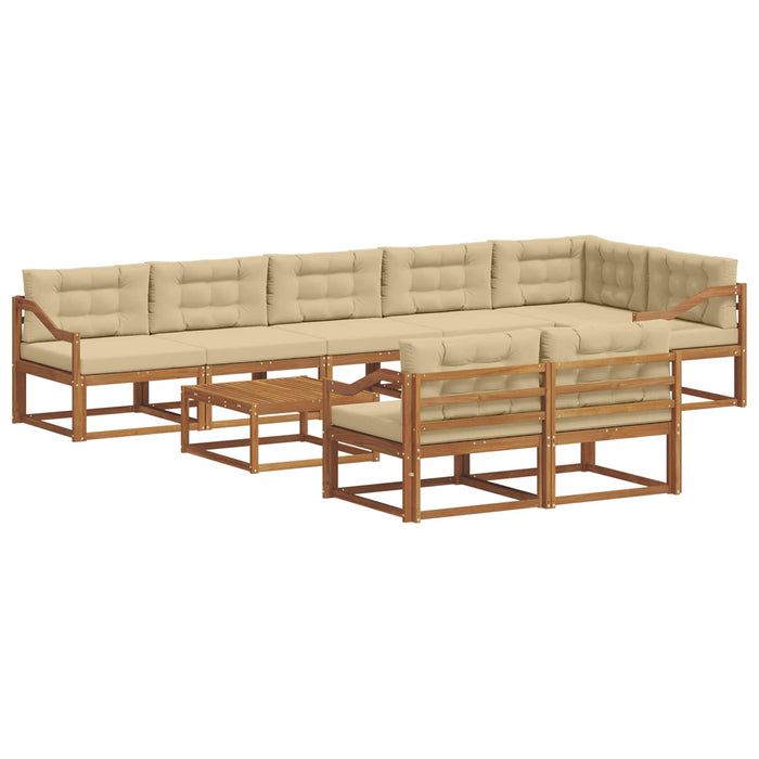 Set de canapele de exterior cu pernă 9 pcs Natural și Bej WALTI