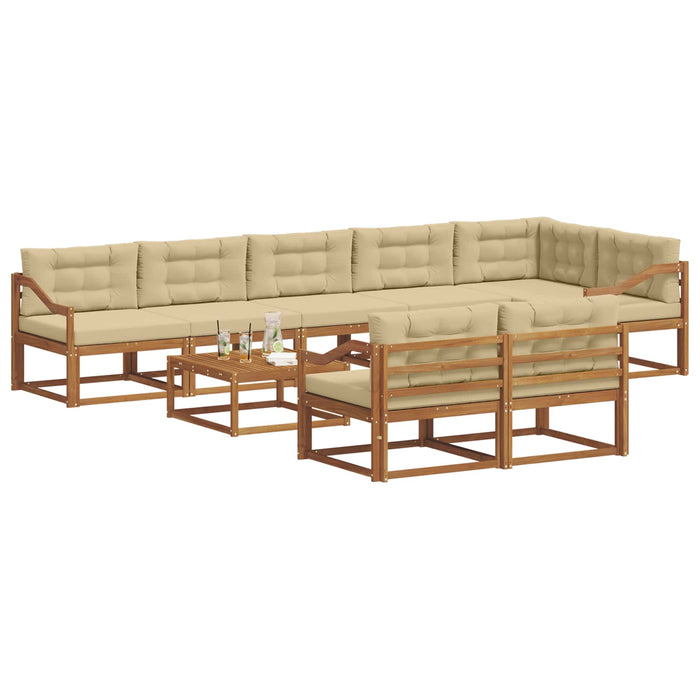 Set de canapele de exterior cu pernă 9 pcs Natural și Bej WALTI