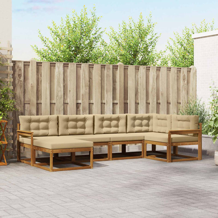 Set de canapele de exterior cu pernă 6 pcs Natural și Bej WALTI