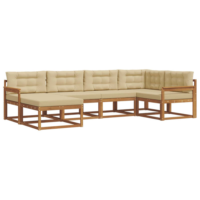 Set de canapele de exterior cu pernă 6 pcs Natural și Bej WALTI