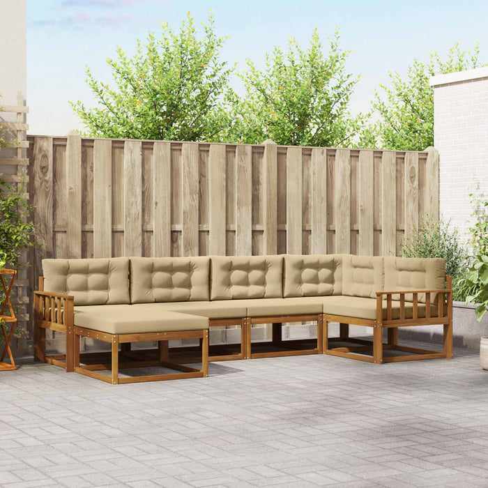 Set de canapele de exterior cu pernă 6 pcs Natural și Bej WALTI