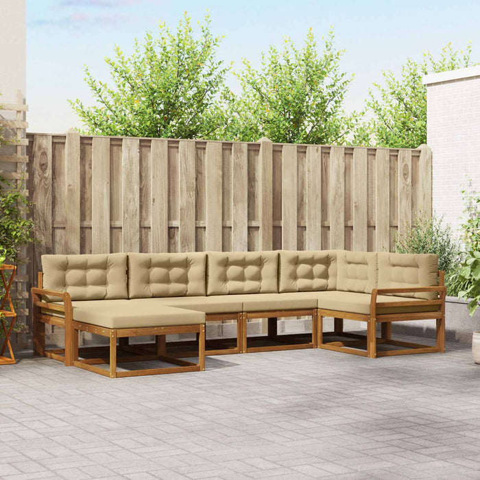Set de canapele de exterior cu pernă 6 pcs Natural și Bej WALTI