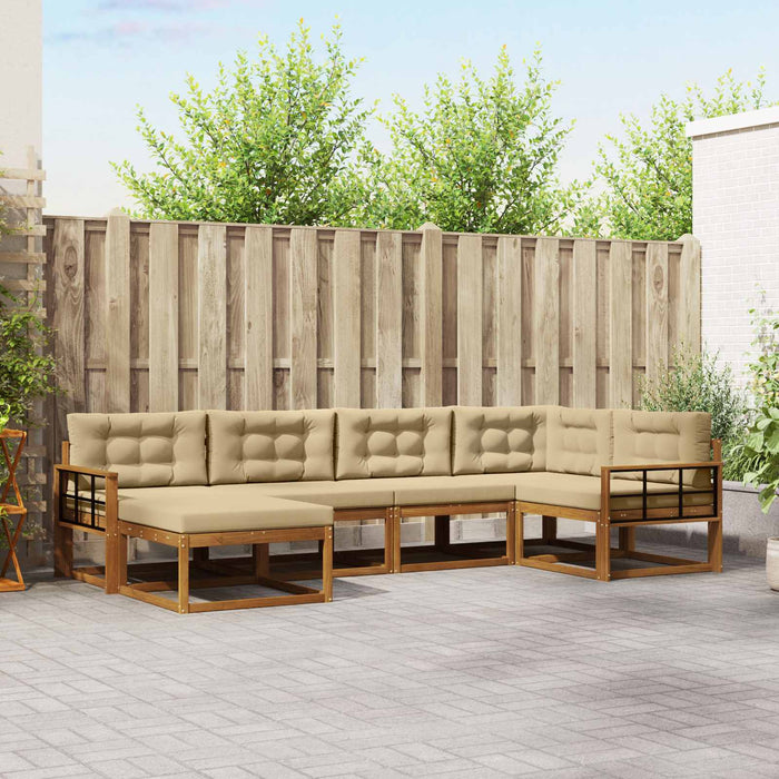 Set de canapele de exterior cu pernă 6 pcs Natural și Bej WALTI
