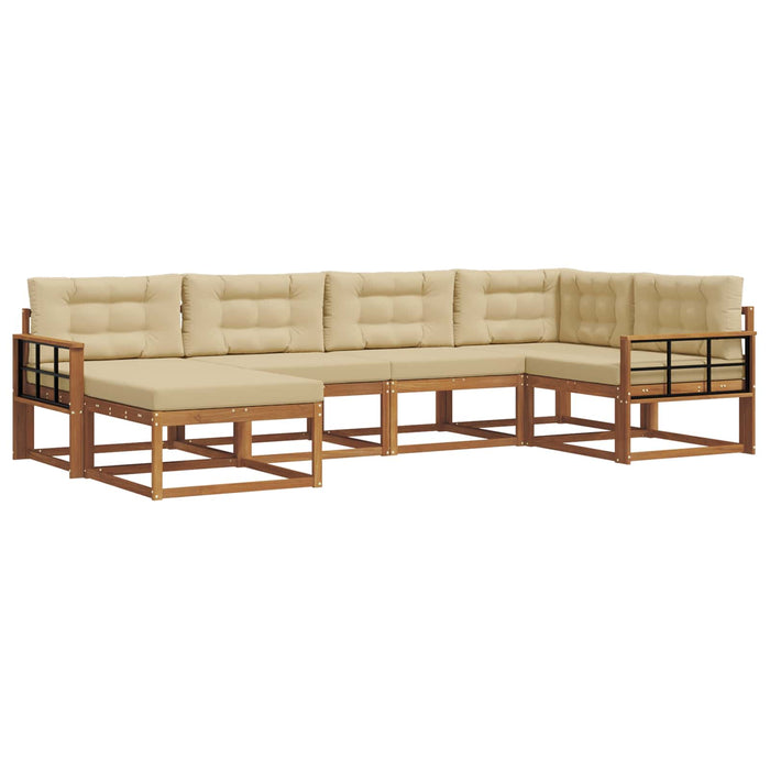 Set de canapele de exterior cu pernă 6 pcs Natural și Bej WALTI