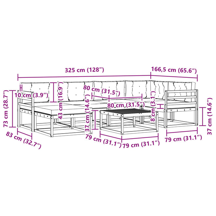 Set de canapele de exterior cu pernă 7 pcs Natural și Crem - WALTI WALTI